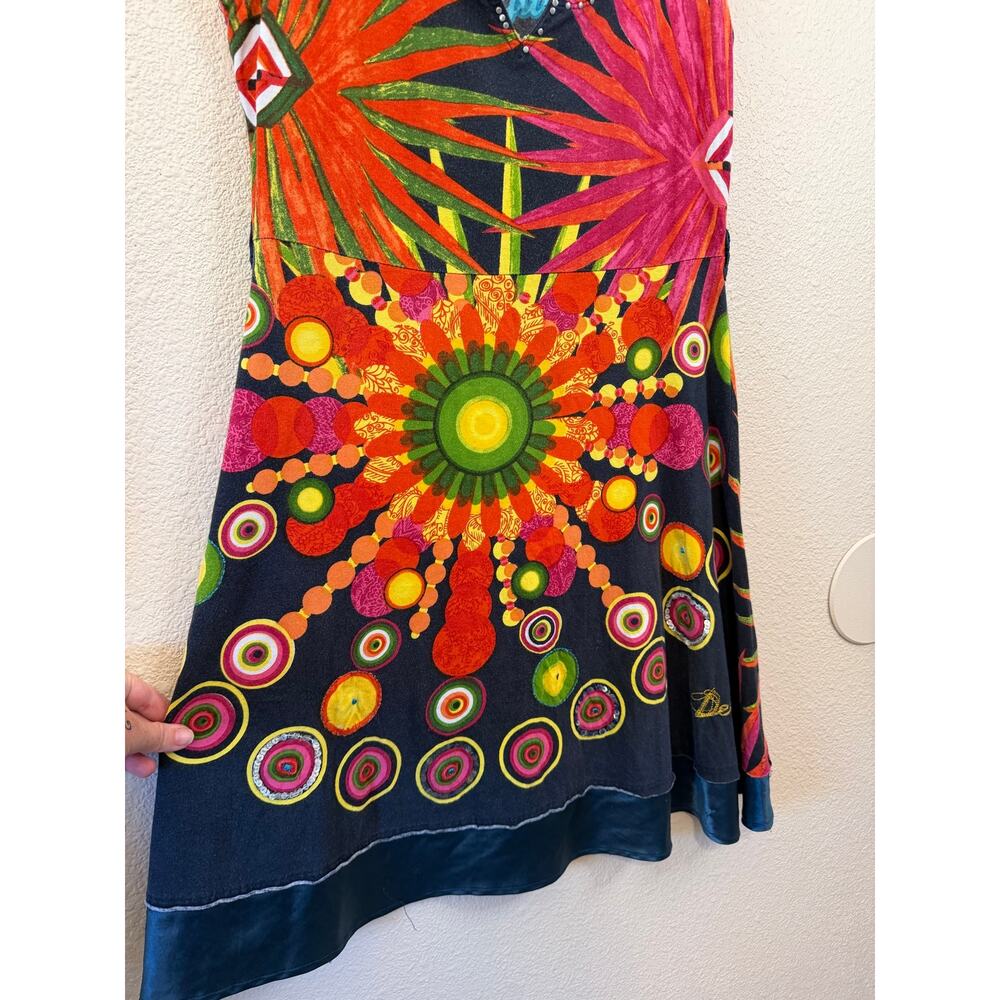 Desigual Y2K Boho Multicolor Geometric Printed Sleeveless A-Line Mini Dress XS - Picture 10 of 16